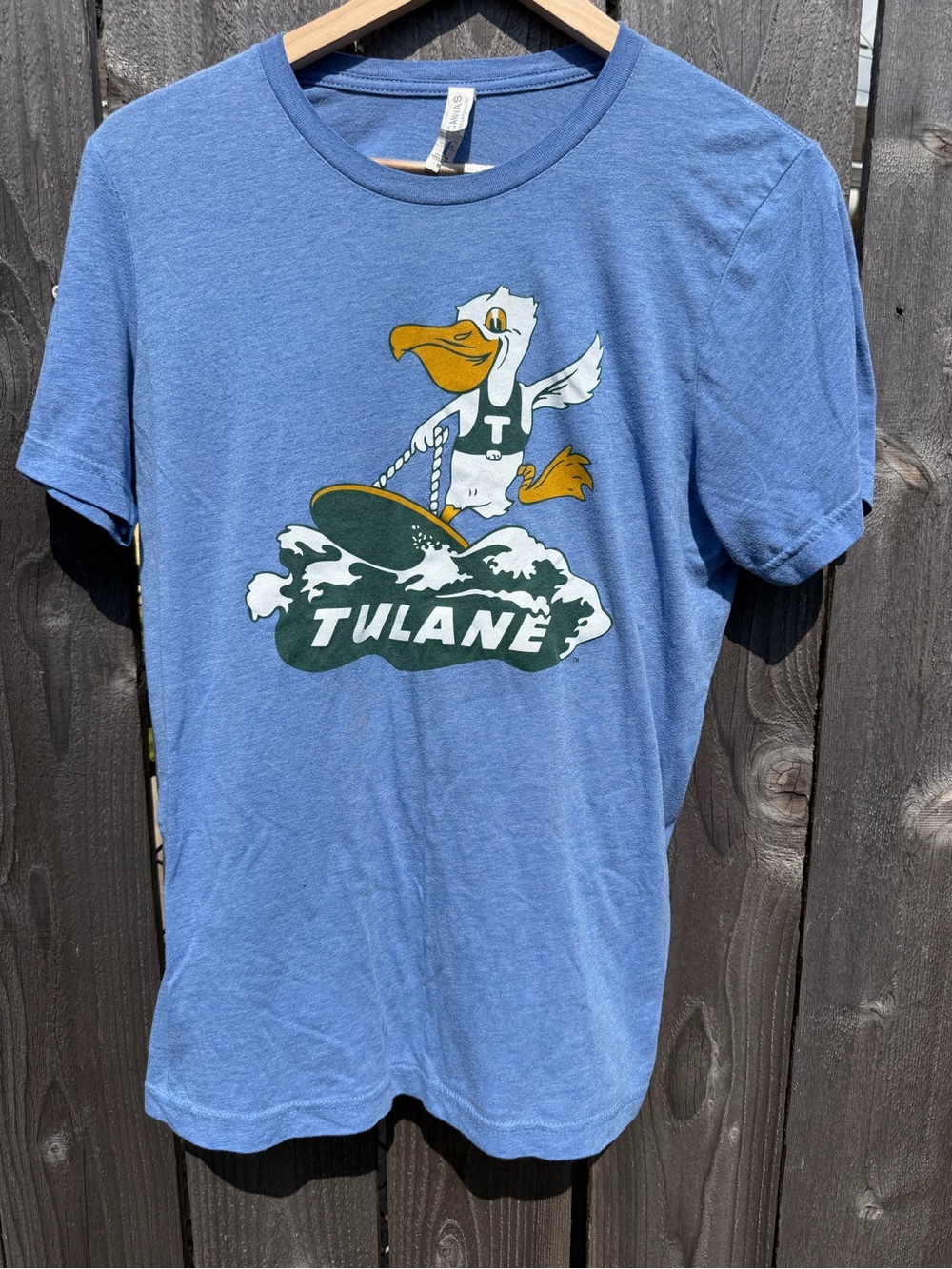 Tulane Sky Blue Graphic Tee with Riptide Surfing Design